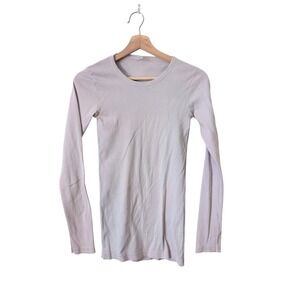 CHRISTINA LEHR Long Sleeve Crew Neck Top Shirt Muted Lavender 1 XS Cotton Staple
